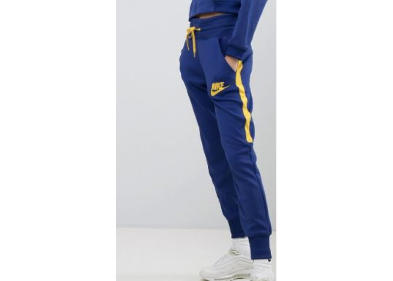 Nike high waistd track pants in blue & yellow-size XS
